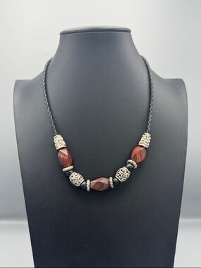 Brighton Stone & Silver Bead Braided Necklace
